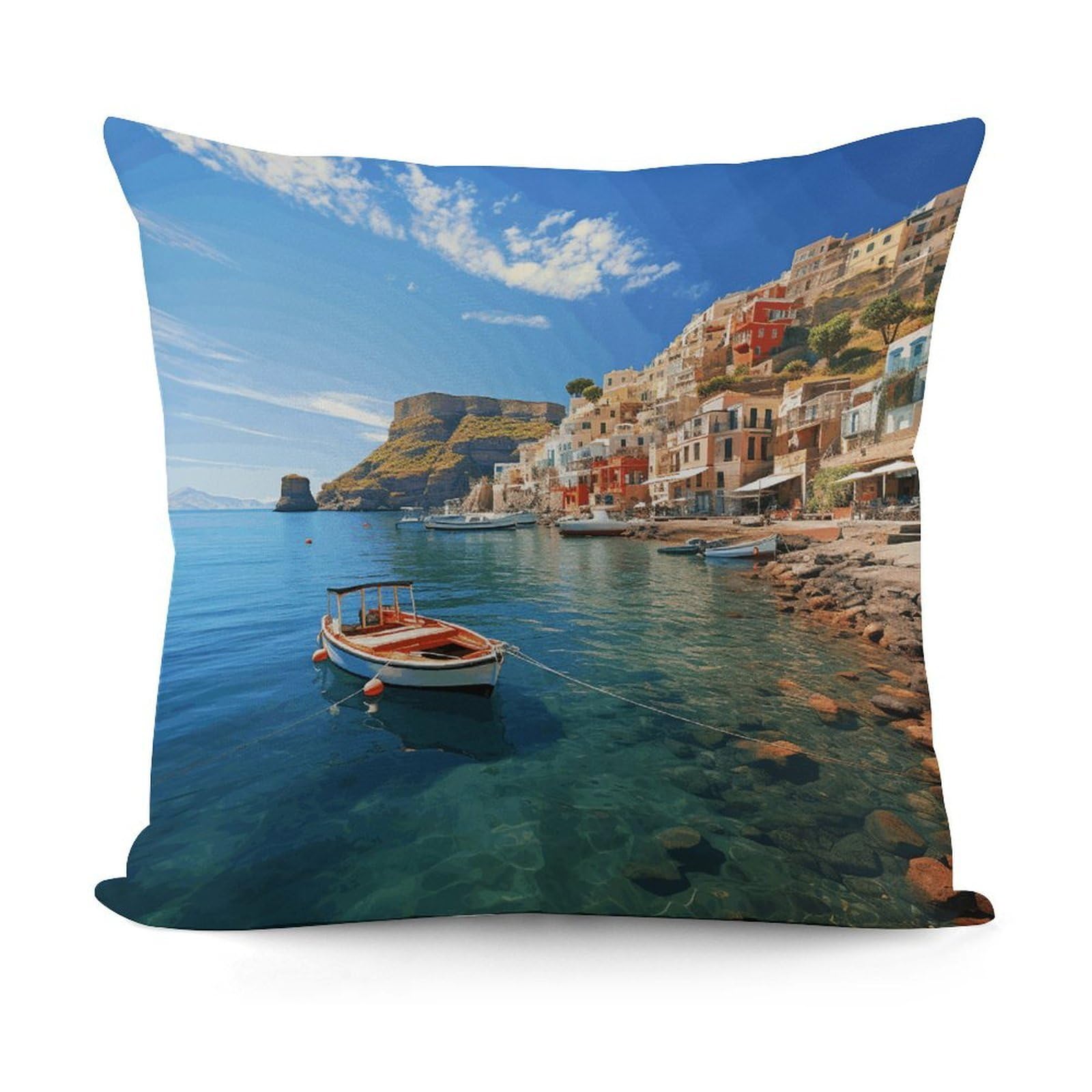 Adfgyerh Style Seaside Town Decorative Pillow Covers, Throw Pillow Covers Soft For All Seasons, Pillowcases For Couch Living Room Sofa Bedroom 18X18 Inch