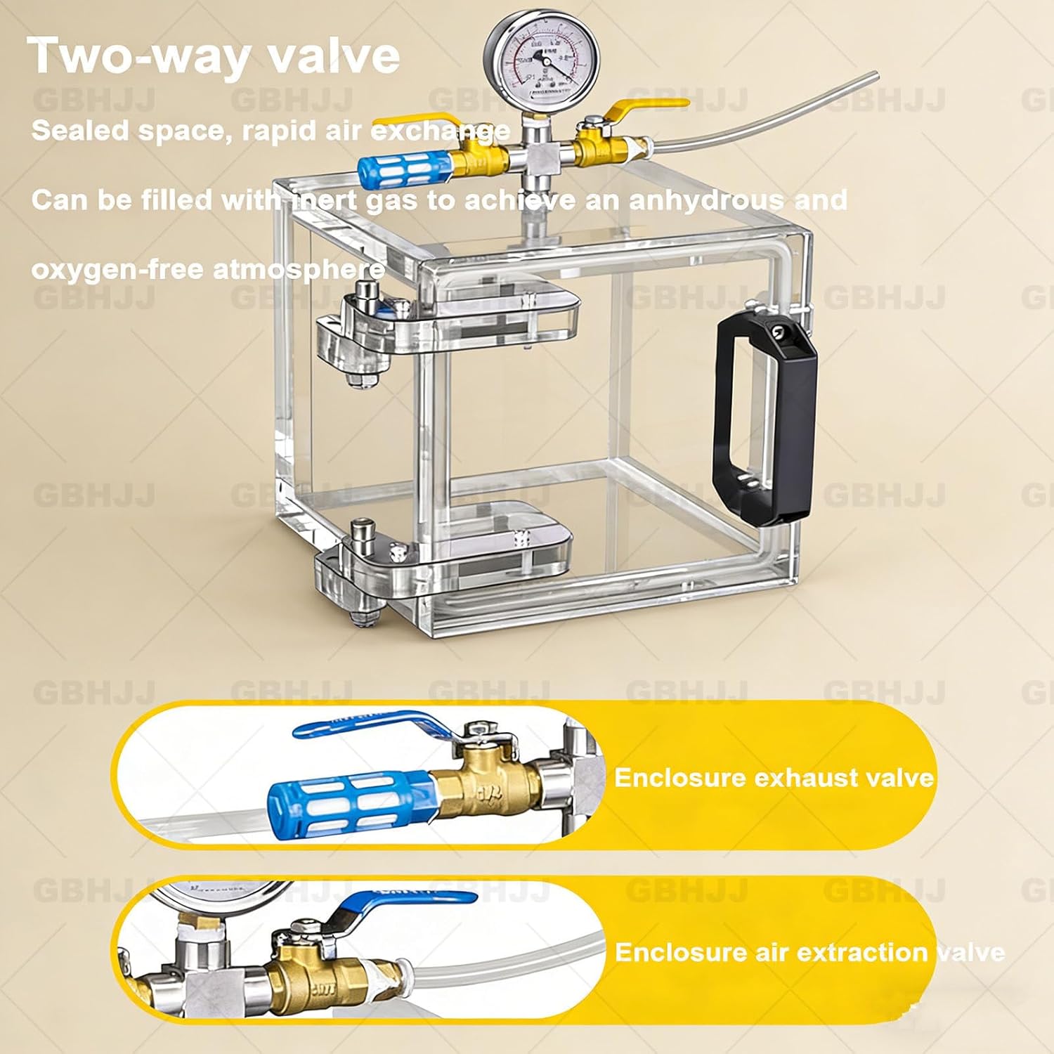 Clear Degassing Box Kit, Vacuum Degassing Chamber w/Pressure Gauge, Vacuum Desiccator Cabinet with 2 Way Valve, Strong Sealing,for Lab, Industrial Use 30CM