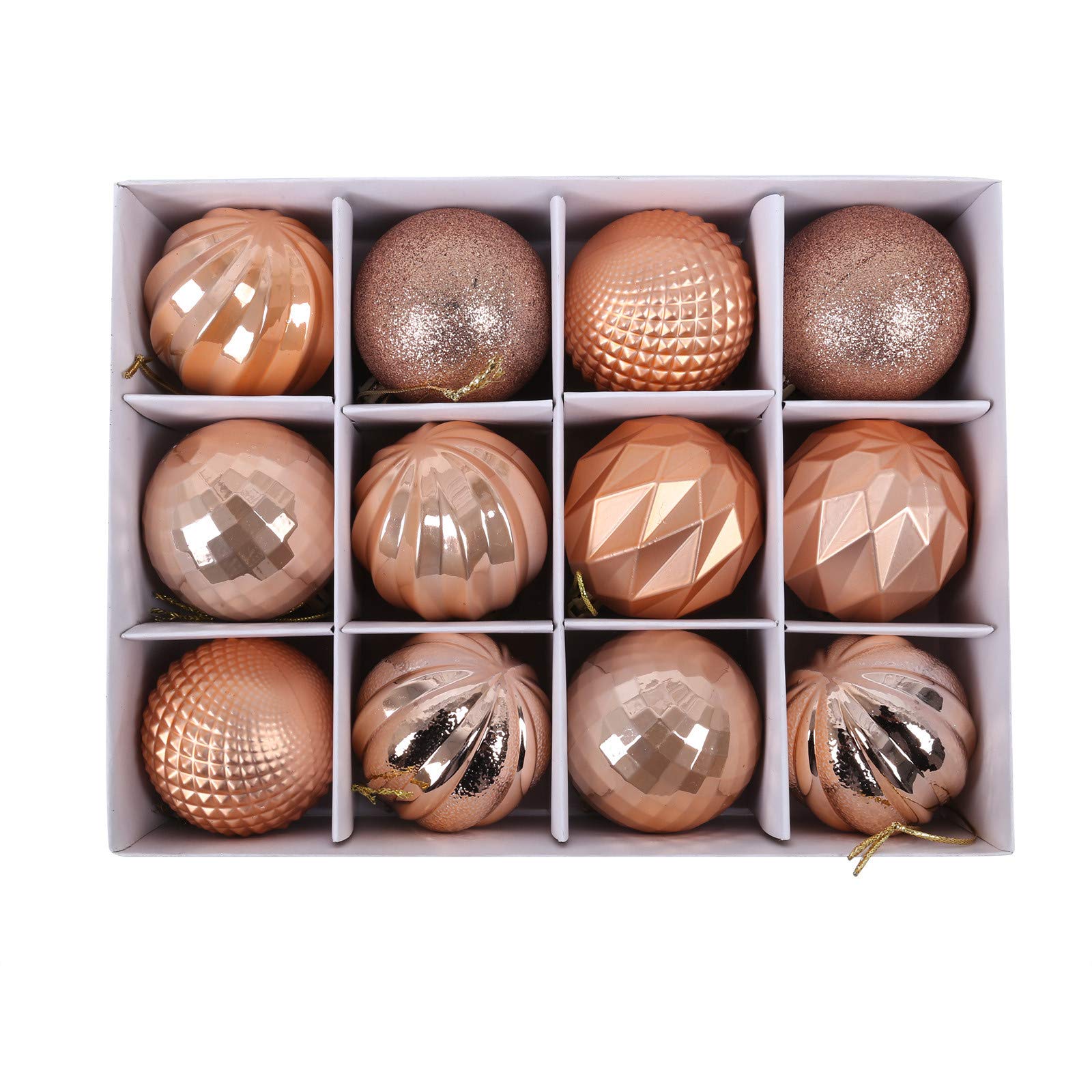 Am Clearance A-Gold 50Mm Christmas Baubles, 12 Set Glitter Christmas Ball Ornaments For Christmas Tree Shatterproof Ball Pendant Xmas Tree Decorative Hanging Baubles For Holiday Party Home Decor (, 5Cm/12Pc)