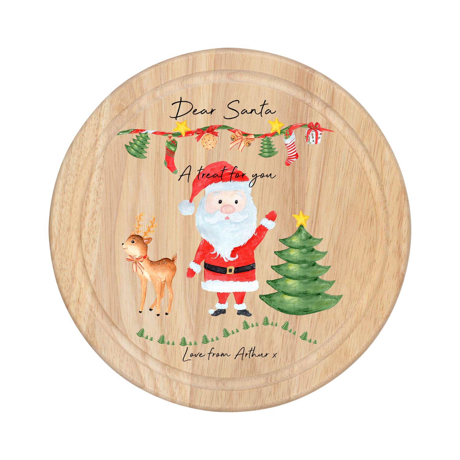 Personalised Wooden Christmas Eve Santa Board Plate Treats Milk Mince Pie Christmas Eve Box Carrot Rudolph Tray Christmas Plate