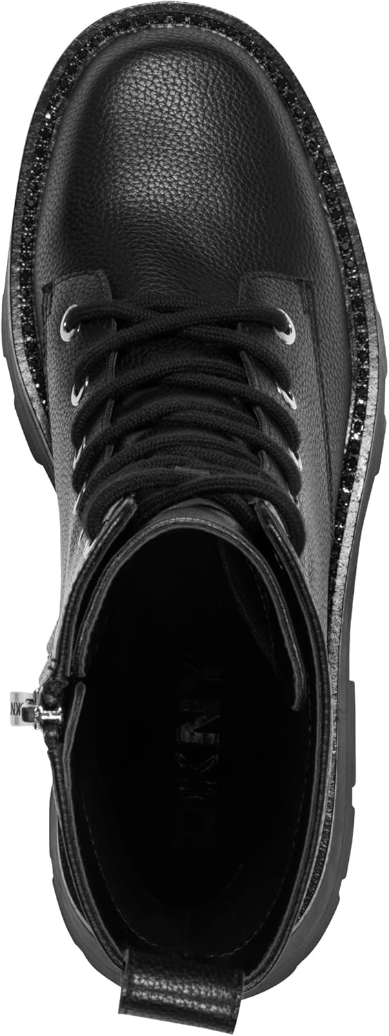 DKNY womens Sejal Lace Up Combat Boot With Logo Detail - Image 2