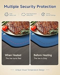 Warming Mat for Food, Food Warming Mat with 7 Temp Master Aadjustable Warming Tray, Thermochromic Line, Roll Up Buffet Hot Plates Heat Pad Full Sized Electrical