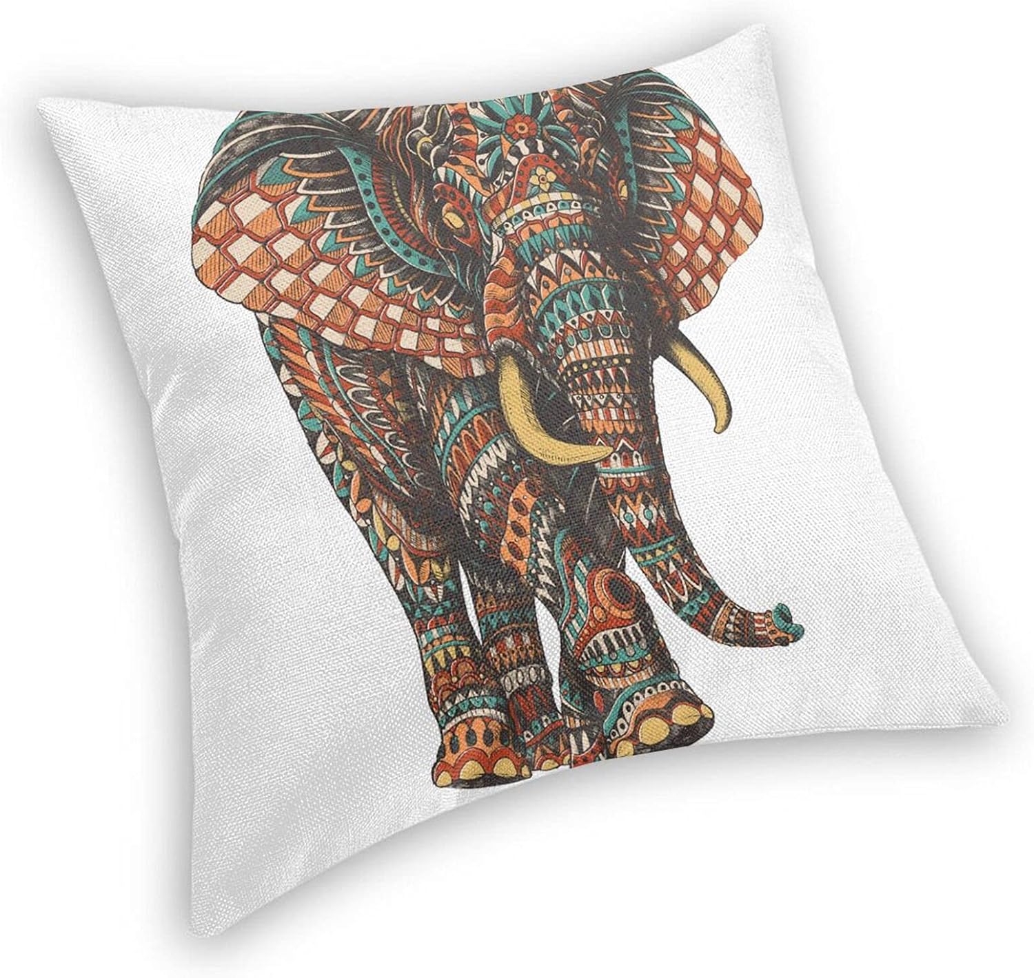 Xinstas Throw Pillow Covers Bohemian Elephant Decorative Cushion Cover Square Pillow Cases for Car Sofa Home Decor,18x18 Inches: Home & Kitchen