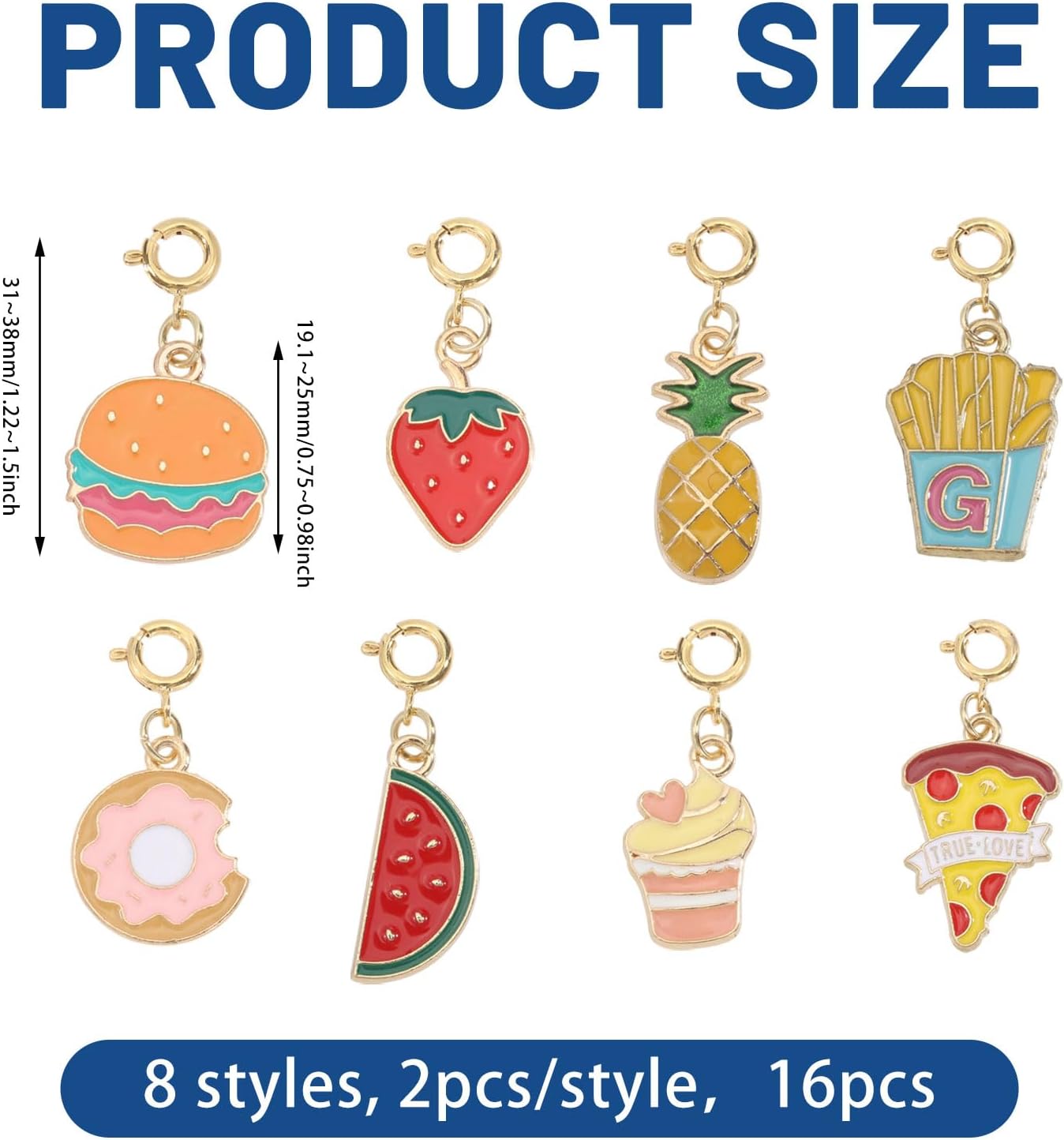 16 Pcs 8 Style Pet Collar Charms Pet Necklace Charms with Clasps Food and Fruit Dog Pendant for Purse Backpacks DIY Crafts Decoration - Image 2