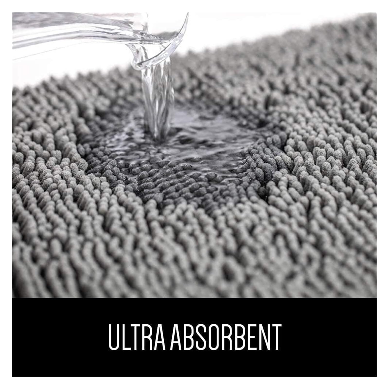 Tapis de bain en peluche – Tapis de salle de bain chenille ultra doux, antidérapant, super absorbant l'eau, long tapis de couloir pour un usage domestique