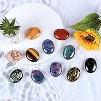 Vista 7 de Piedra de preocupación de palma de cristal para ansiedad, tallada a mano, ovalada, para el bolsillo, piedras para meditación, reiki, masaje
