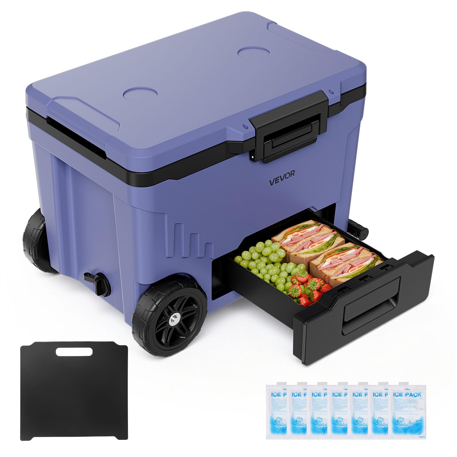 VEVOR Scatola Contenitore Termico Isolato Portatile per Bevande da 42,57 L, Contenitore Portatile 675 x 450 x 495 mm Isolato Termico per Trasporto con Ruote Bevande Fresche da Campeggio Picnic Feste