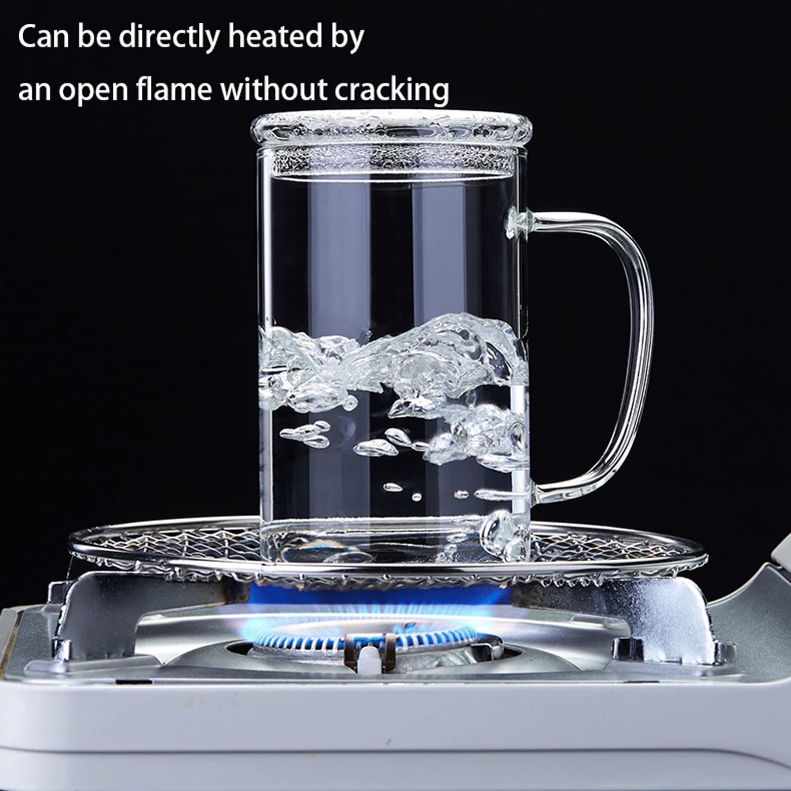 Taza de cerveza， Vaso for beber Vaso de vidrio de 2 piezas con asa Vaso de agua transparente de gran capacidad con tapa Taza de té Cerveza Jarras de cerveza