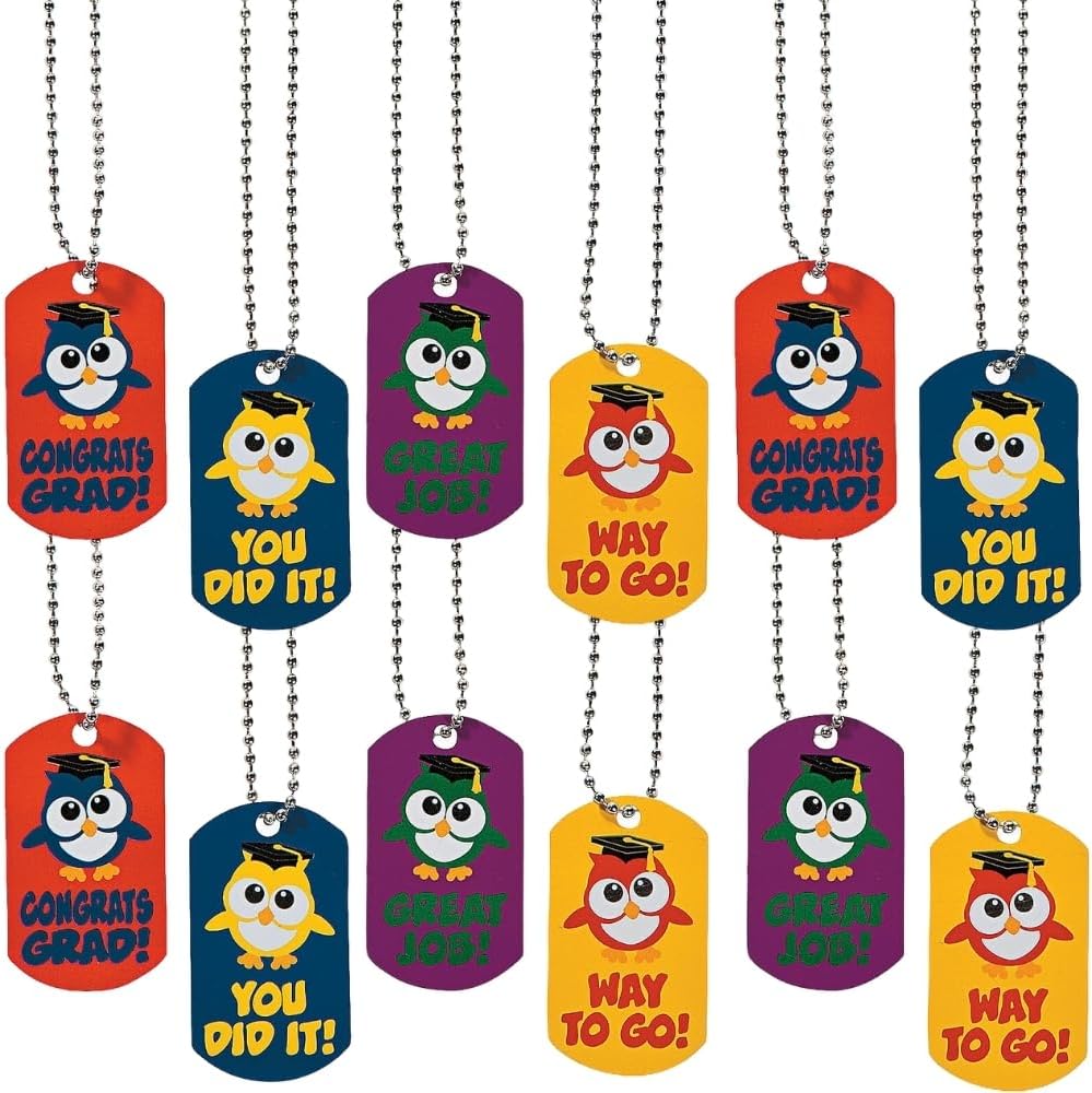 Fun Express - Juvenile Graduation Dog Tag Necklaces for Graduation - Jewelry - Necklaces - Dog Tag Necklaces - Graduation - 12 Pieces