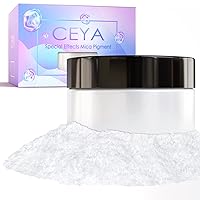 Vista 1 de Ceya Polvo de Mica de Interferencia, 50g/1.8oz Polvo de Uñas Cromado Blanco Hielo, Pigmento de Efecto Perlescente de Cambio de Color de Grado