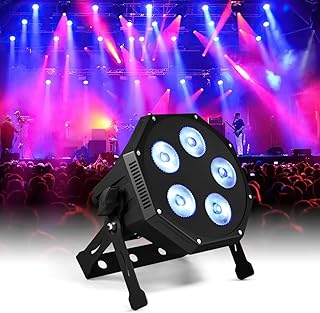 SHEHDS LED GlamoPar Lighting, Stage Light, RGBAL+UV 6in1 Color Mixing, Strobe Effect, Intelligent Start Stop, Temperature Control, DMX Contorl Sound Activated for Mini Concert, Home, School
