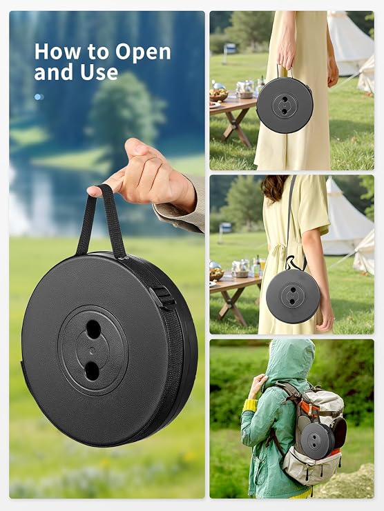 Yabano Portable Folding Stool, Lightweight & Sturdy Retractable Telescopic Stool, Collapsible Plastic Stool for Camping, Fishing, Hiking, BBQ, Outdoor & Indoor Use (Black)