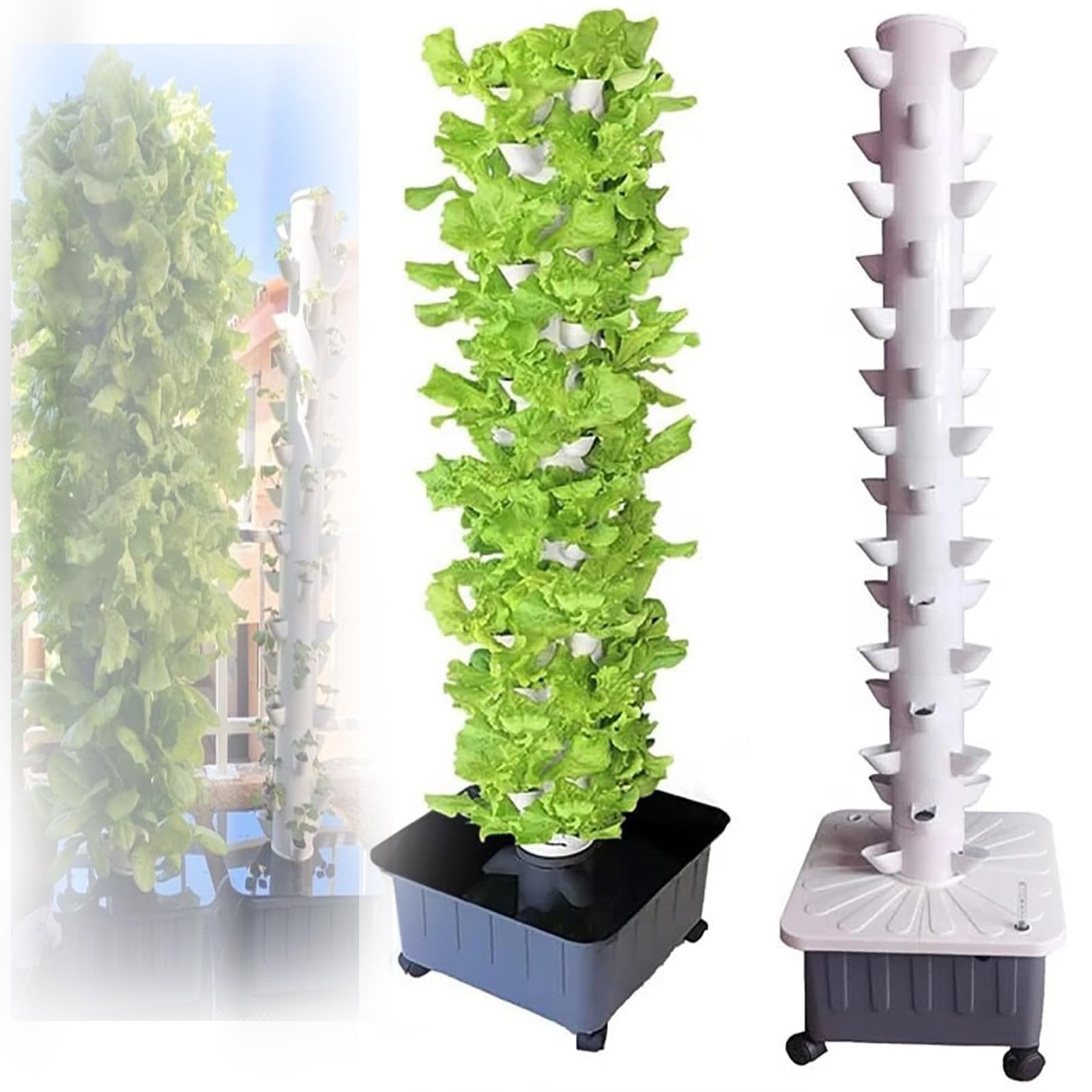 Universal Hydroponic Tower, Sistema di Coltivazione idroponica Indoor per Erbe aromatiche, Frutta e Verdura - Torre aeroponica con Pompa di idratazione, Timer per Erbe aromatiche