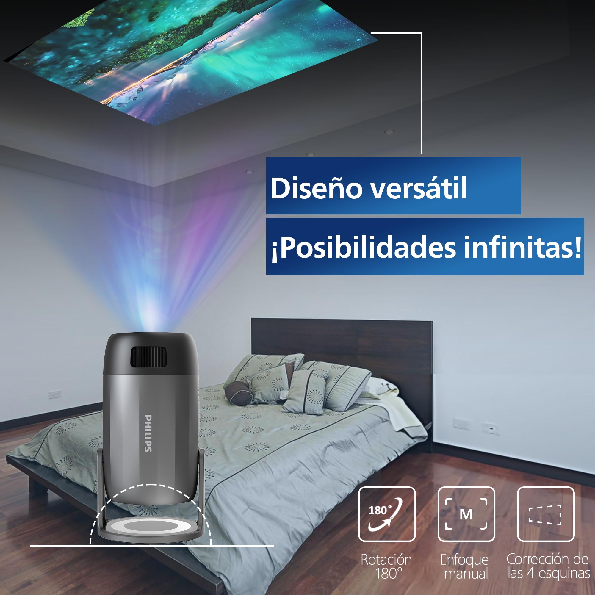Philips NeoPix 150 Projector, 1920x1080, 1.2:1, 1000:1 , Dark Grey (NPX150/INT)