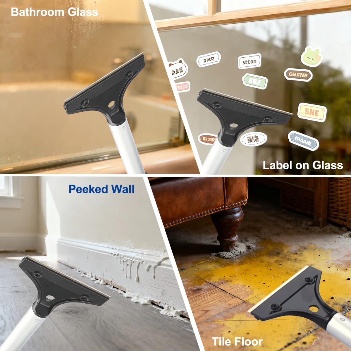 CELOX Razor Blade Scraper with 4 Inch Blade for Cleaning Glass, Window, Stove Top, Putty Knives for Cleaning Sticky Residue, Tile, Wallpaper