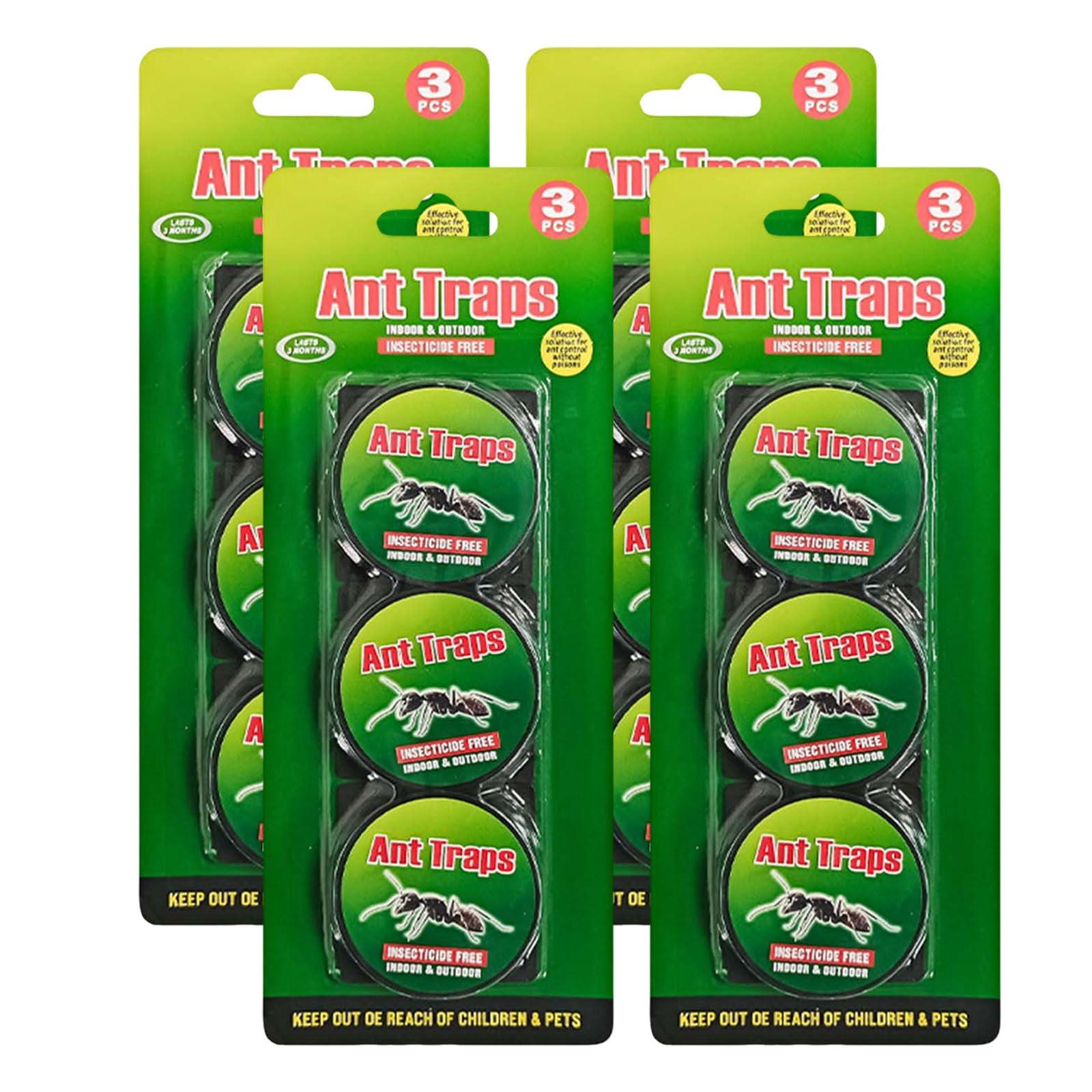 Ant Bait Station 3 Pack – Ant Bait Stations that Destroy Ant Colonies & Nests, Indoor & Outdoor Ant Control for Kitchen, Home & Garden, Clean No-Mess System (4pc)