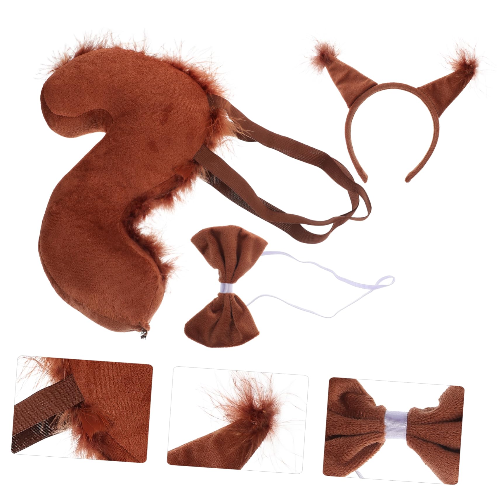 Veemoon Costume D'Écureuil Queue d'animal Et Bandeau en pour Adulte Accessoire De Cosplay Accessoire De Queue d'animal Costume d'animal Tissu Café
