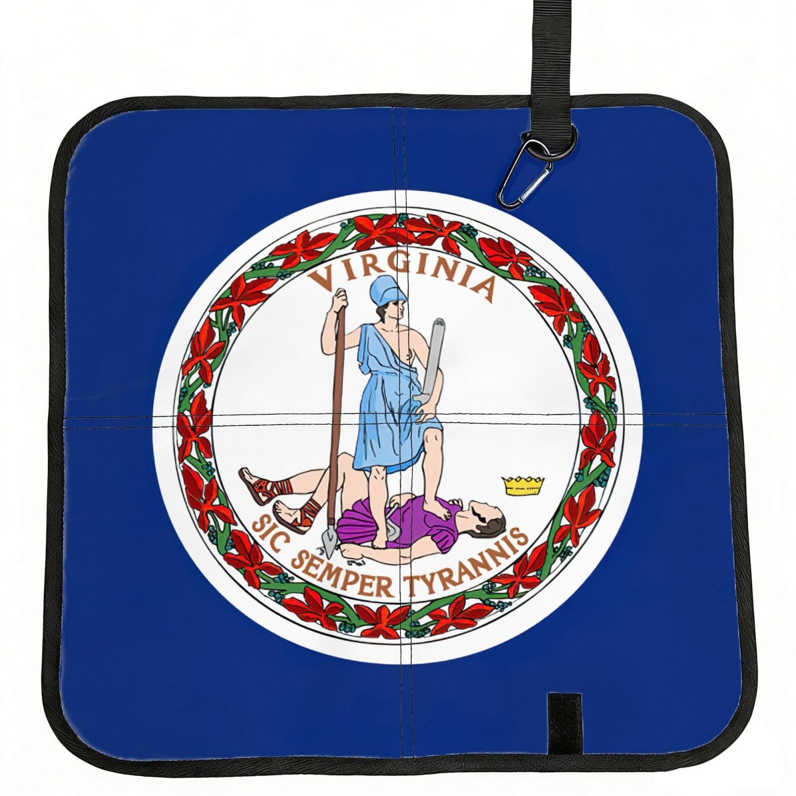 DIEzig Flag of Virginia Printed Compact Foldable Sitting Pad Oxford Base, Portable Cushion for Fishing Sports Events