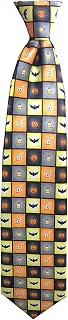 Boys' Prep Spooky Halloween Squares Jack-O'-Lantern Ghost Candy Corn Bats 14 inch Clip-On Neck Tie