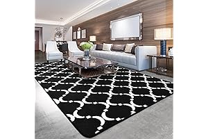 Modern Geometric Shag Area rug 8x10, Black and White