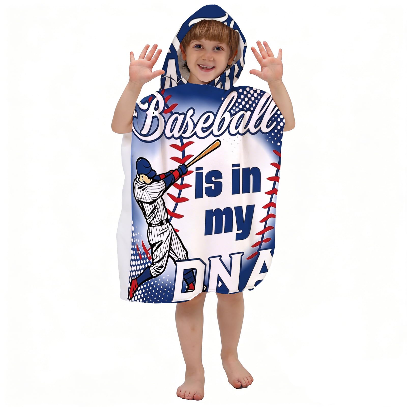 Corbourt Hooded Kids Beach Towels - Baseball Bath Towel Girls Boys Swim Kids Pool Towels Quick Dry Lightweight Soft Microfiber Poncho Towel 24x24 (Baseball Towel-1)