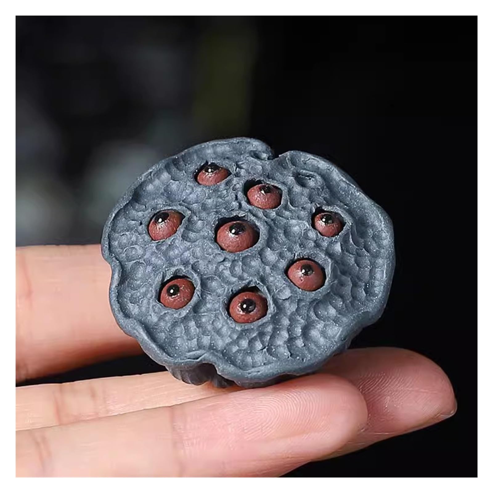 ENGENDER Kung Fu Tea Pet Purple Sand Tea Pet Lotus Root Pod Handmade Statue Crafts Sculpture Ornaments Room Set Accessories(C)