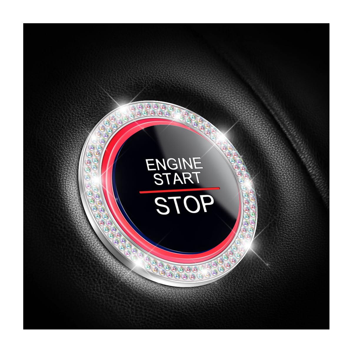 Bling Car Engine Start Button Decals, 2 Pcs Crystal Rhinestone Ring for Car Decorating, Auto Push Start Engine Emblem Sticker, Key Ignition Knob Ring, Universal Vehicle Decors (AB)