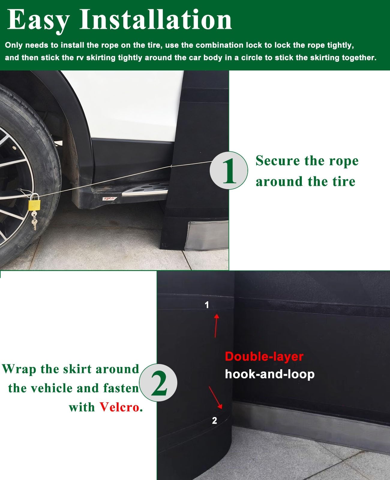 Battiscopa per camper con striscia riflettente, coperture per il ventre del rimorchio da viaggio per un facile montaggio e protezione