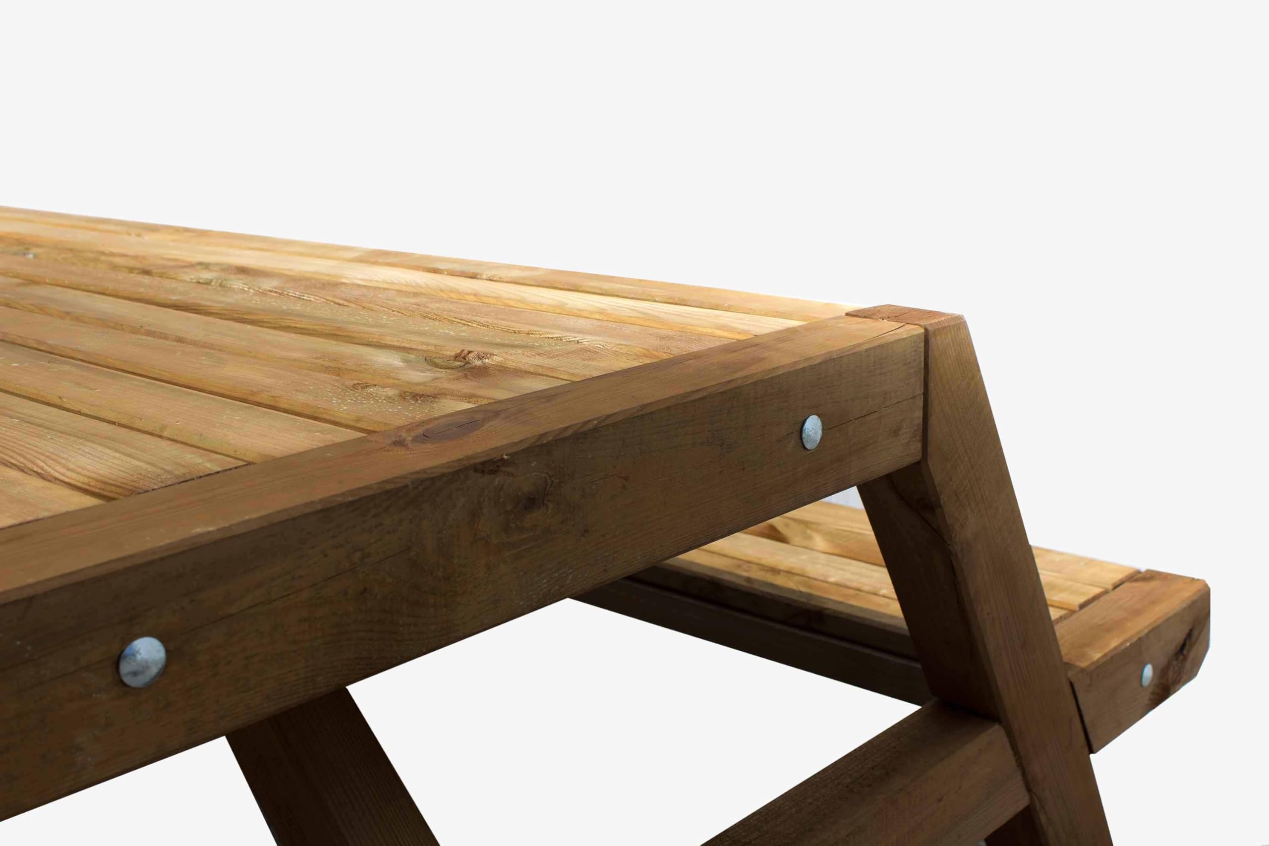 AVANTI TRENDSTORE Leonie - Tavolo da picnic con 2 panche integrate alla struttura e angoli arrotondati, in legno massello. LAP 180x80x157 cm