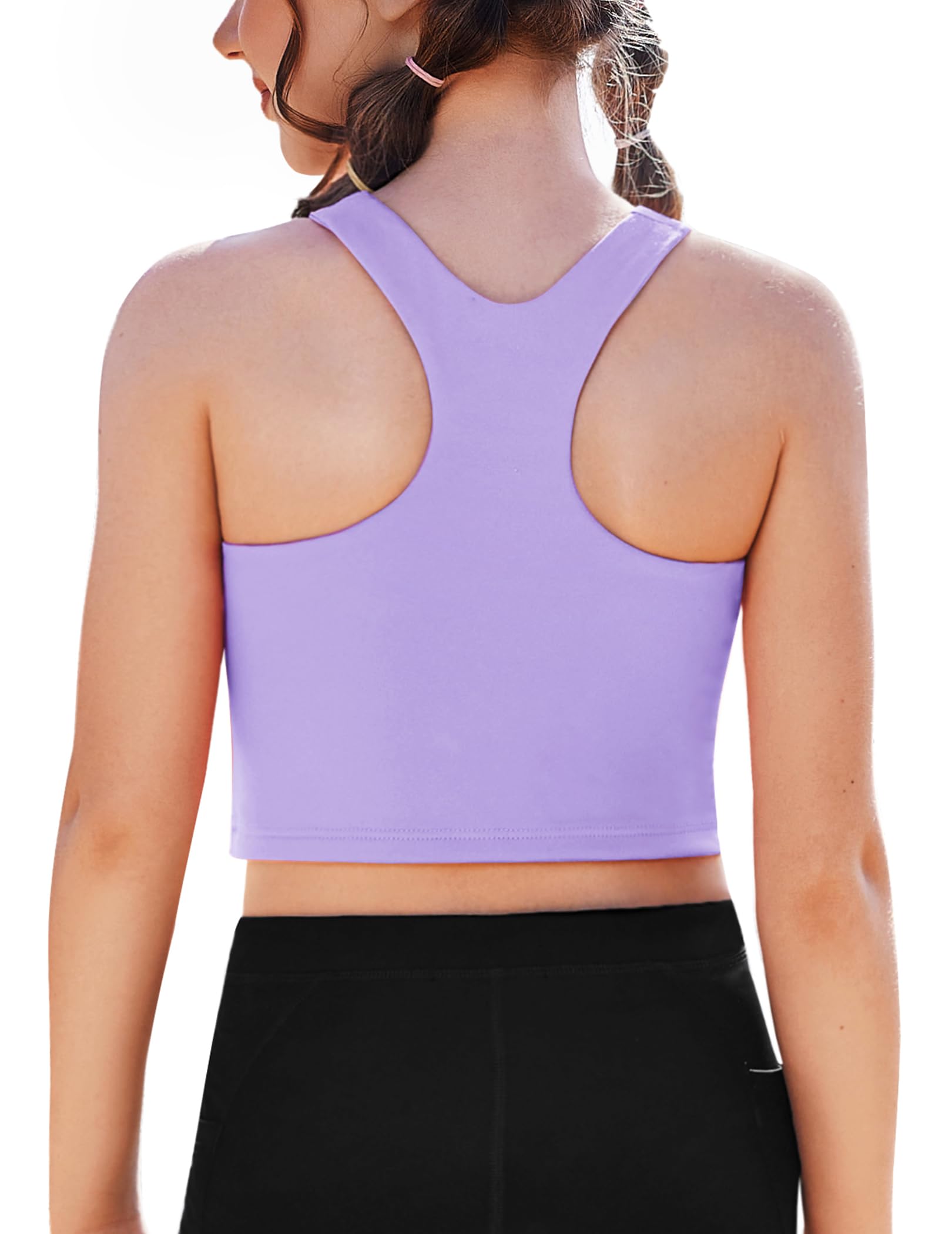 Zaclotre Girls Tank Tops Double Lined Racerback Crop Tops Athletic Shirts