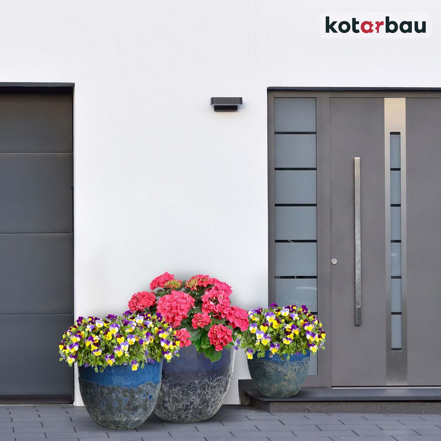KOTARBAU® Blumenkübel Höhe 31 cm ⌀ 37 cm Blumentopf Dunkelblau Keramik Pflanzkübel frostsicher Übertöpfe für draußen Flower Pot Outdoor & Indoor Pflanzkübel innen außen