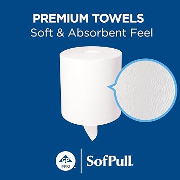 SofPull Centerpull Regular by Georgia-Pacific PRO Premium Paper Towel Dispenser Refills, White, 324 Sheets Per Roll, 6 Rolls Per Case, 28124