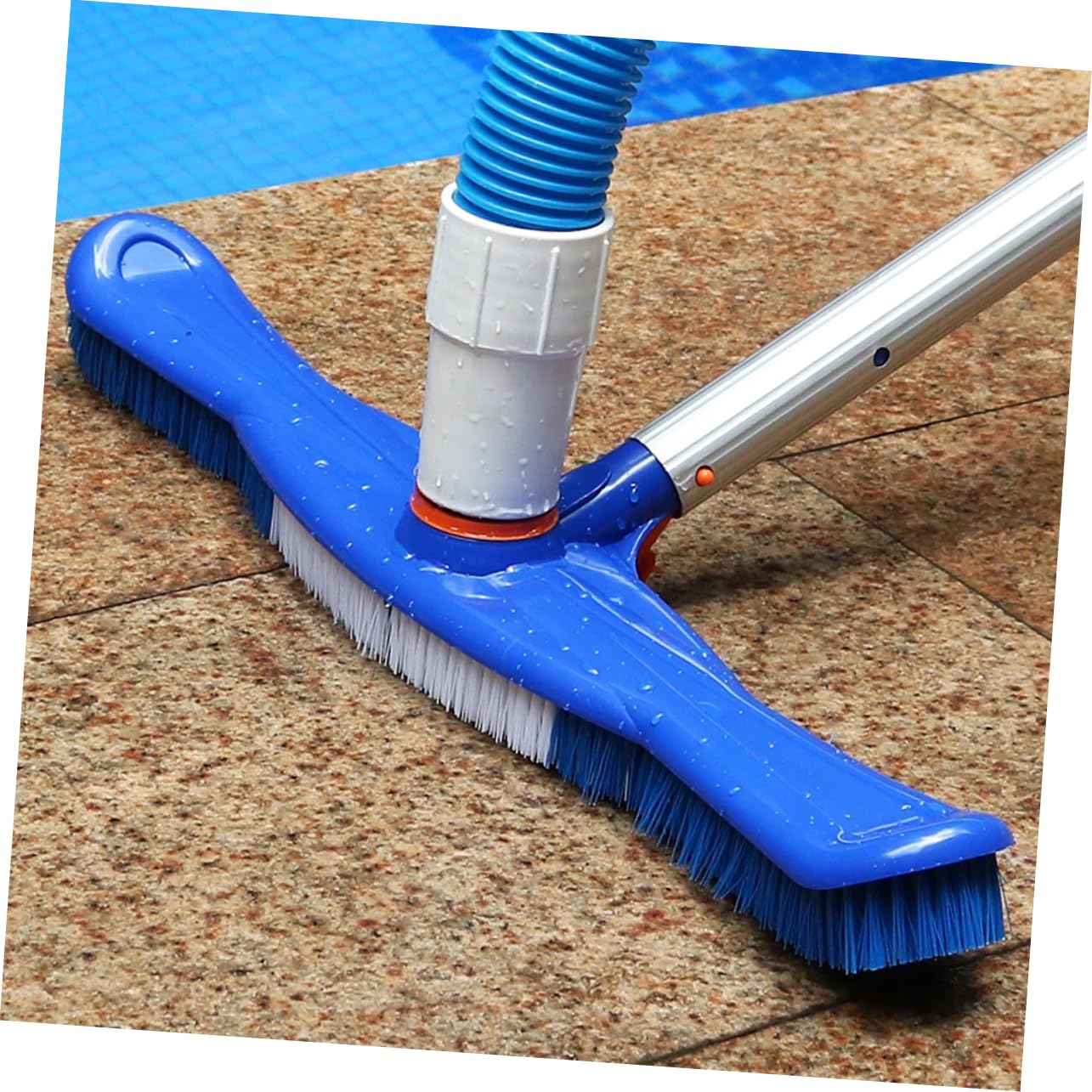 Brosse Bleus Piscine pour 20 Pouces en Plastique à Poils | Brosse Robuste en Aluminium, Nettoyage Rigoureux des Parois Fond, Fête Estivale
