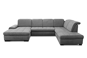 CAVADORE Lexi en Forma de U con Chair XXL/Incluye Cama, cajón, Espacio de Almacenamiento y función de cabecero/fácil eliminación de Manchas Gracias a Soft Clean / 329 x 82 – 99 x 224 / Tejido Plano: