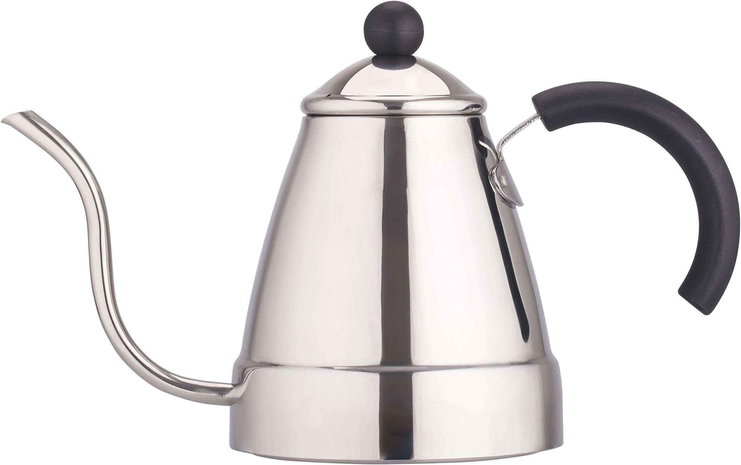 Zell Stainless Steel Tea Coffee Kettle, Gooseneck Thin Spout for Pour Over Coffee, Works on Gas, Electric, Induction Stovetop for Fast Water heating | 47 oz (1400 ml)