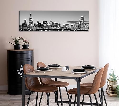 Miniatura 3 de JiazuGo - Paisaje urbano en lienzo impreso en blanco y negro, obras de arte moderno para pared con vistas panorámicas de ciudades, cuadros de 14 x