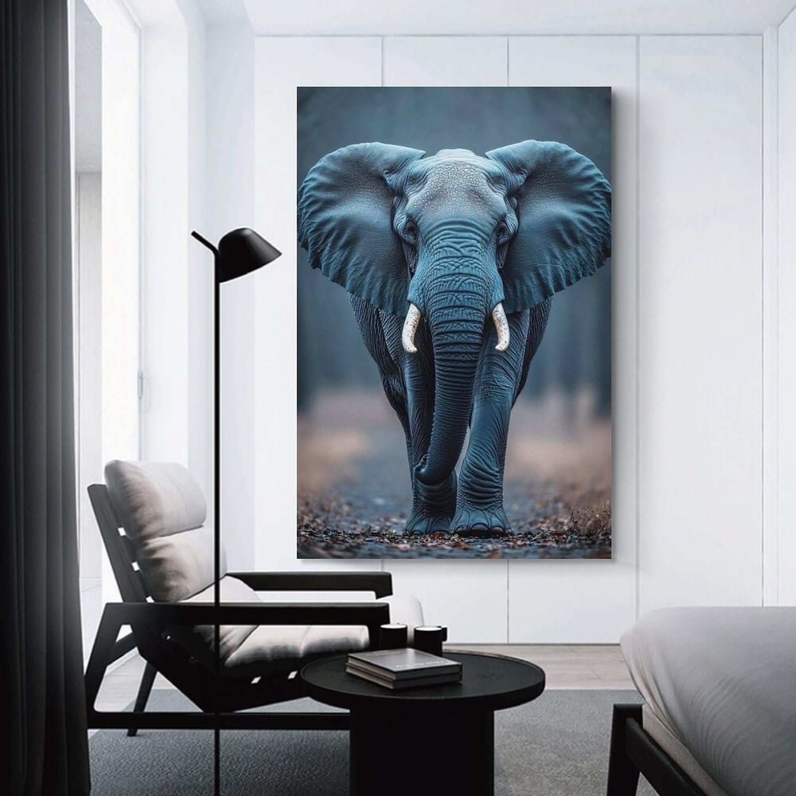 Junmoney Majestic Elephant Portrait Decorative Wall Artwork, 16x24inch(40x60cm), for Hallway, Lounge Or Guest Room, Decorative Present for New Homes