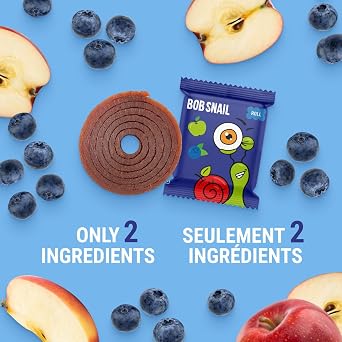 Bob Snail Fruit Roll Ups Blueberry Flavour, Bulk 50 pcs Rolls (500g)