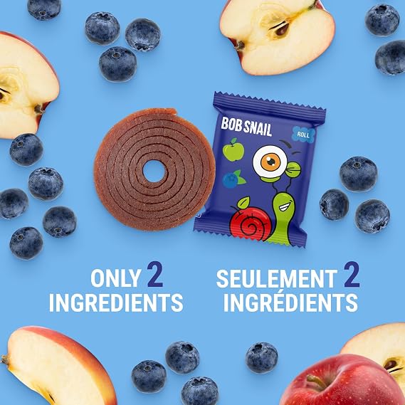 Bob Snail Fruit Roll Ups Blueberry Flavour, Bulk 50 pcs Rolls (500g)