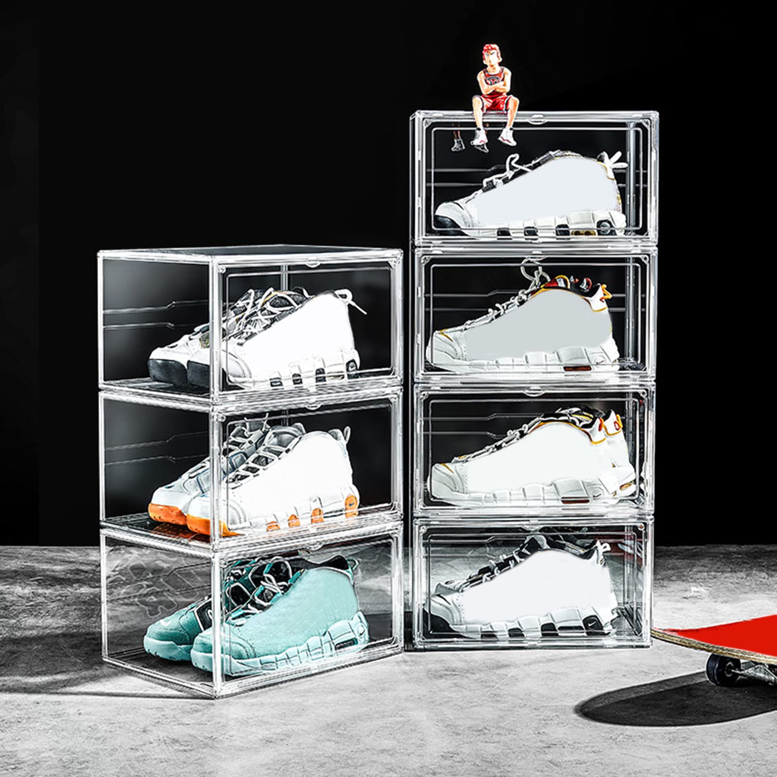 Ergocar Caja de Zapatos de Plástico Transparente, Apilable Caja Almacenaje, Organizador de Cajas de Almacenamiento de Zapatos, Caja de Almacenamiento para Accesorios y Otros Objetos