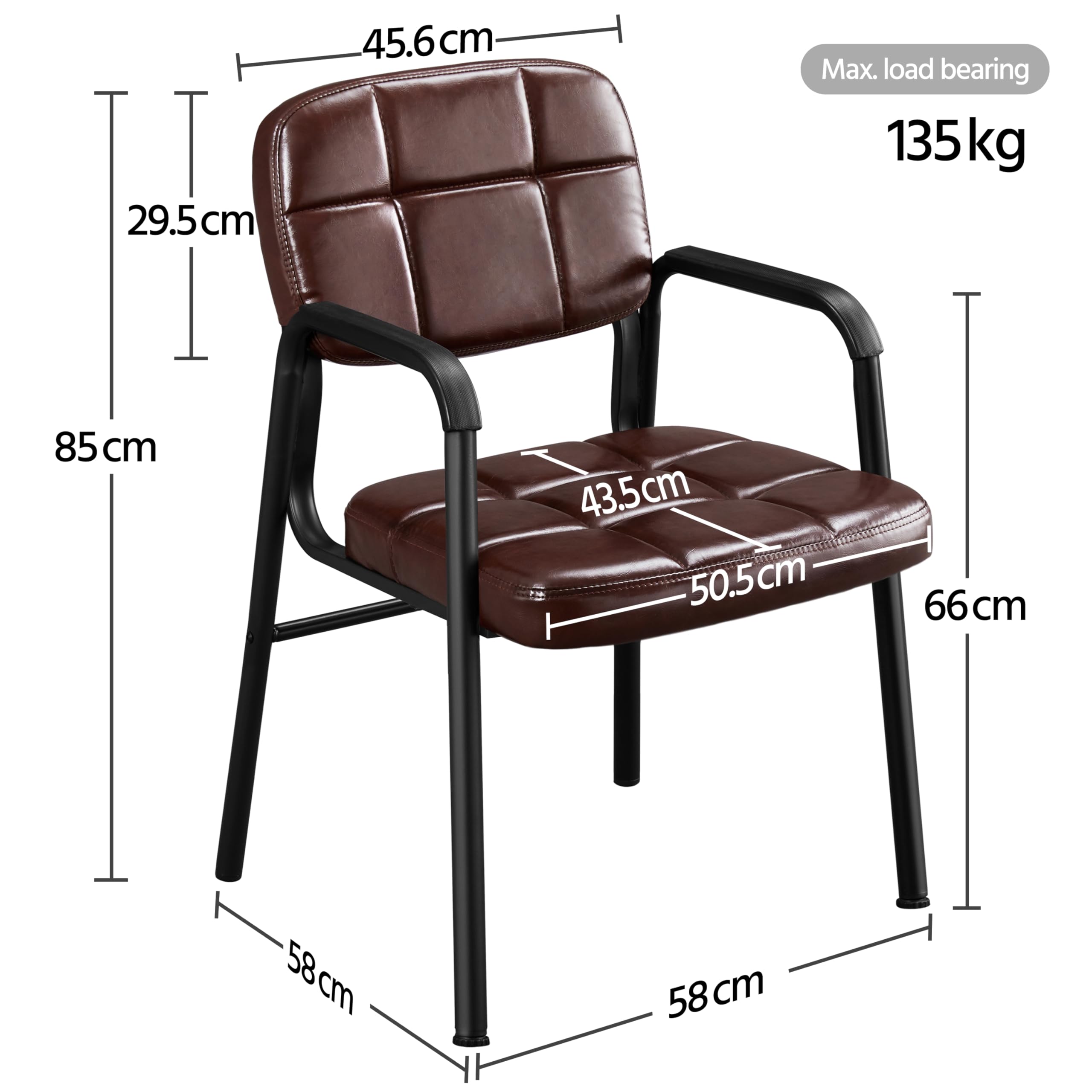 Yaheetech Chaises de Visiteur Fauteuil Salon Fauteuil d'accueil Visiteur Siège Rembourré en Smilicuir pour Bureau/Salle d'Attente/Cuisine Marron Lot de 2