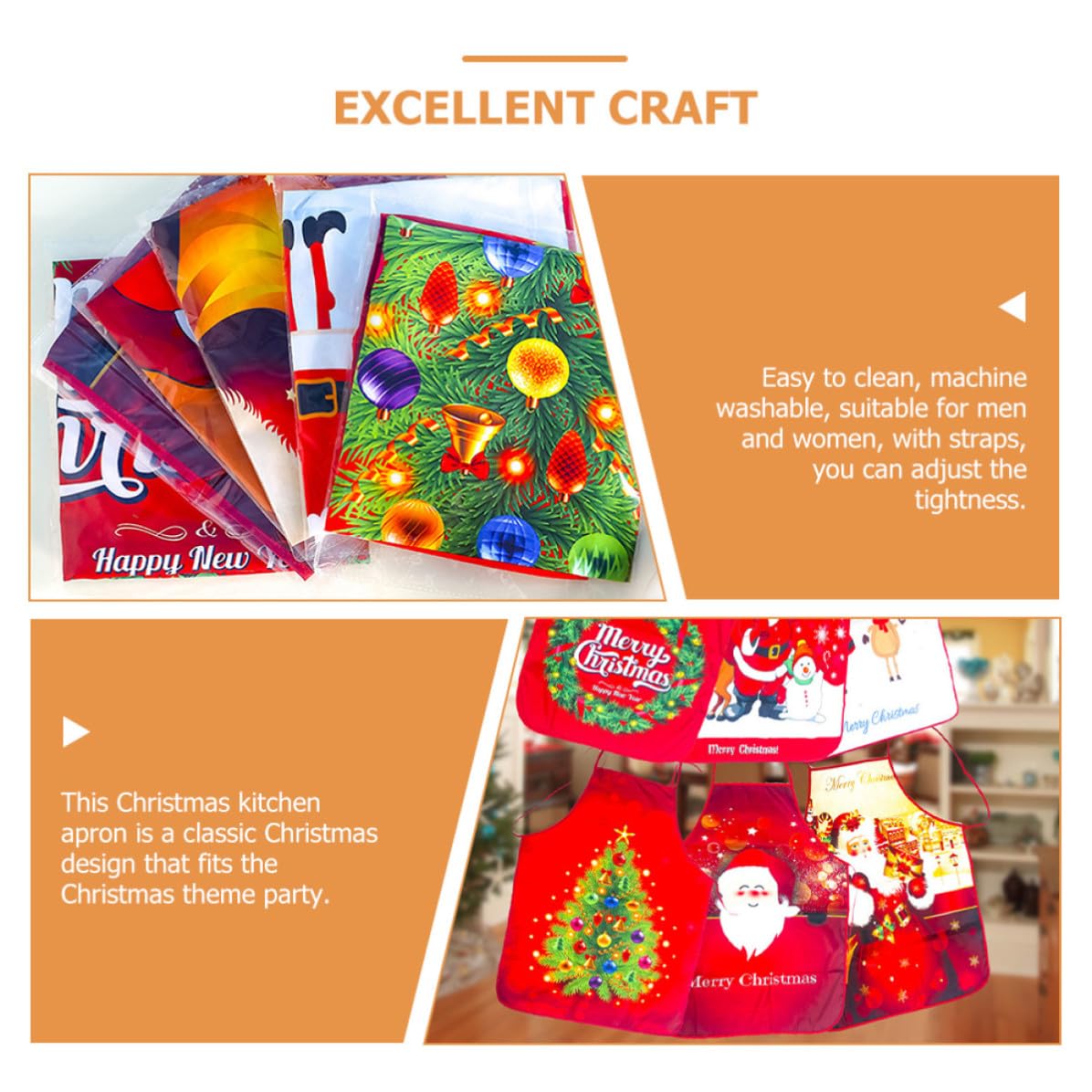 PRETYZOOM 10 Unidades Delantal Navideño Rojo para Adultos Diseño Clásico de Tela, Correas Ajustables y Fácil de Usar para Cocina en Navidad