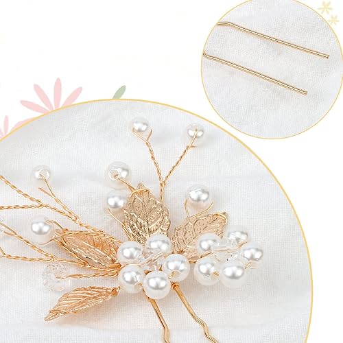 Miniatura 2 de CIEHER 6 piezas de accesorios para el cabello de novia, perlas y cristal, accesorios para novias, accesorios de hoja de novia, pieza de cabeza de