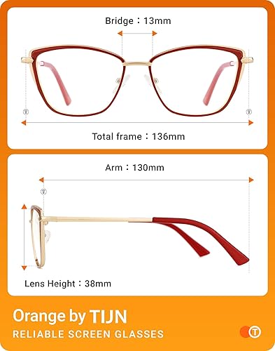 Miniatura 5 de TIJN Elegantes lentes de bloqueo de luz azul de metal Cateye para mujeres y hombres (Ginevra)
