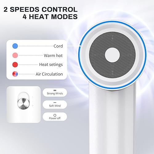 Miniatura 6 de Secador de pelo iónico negativo de alta velocidad de 110000 RPM, secador de pelo con control térmico de bajo ruido de 1300 W, 4 temperaturas y 2