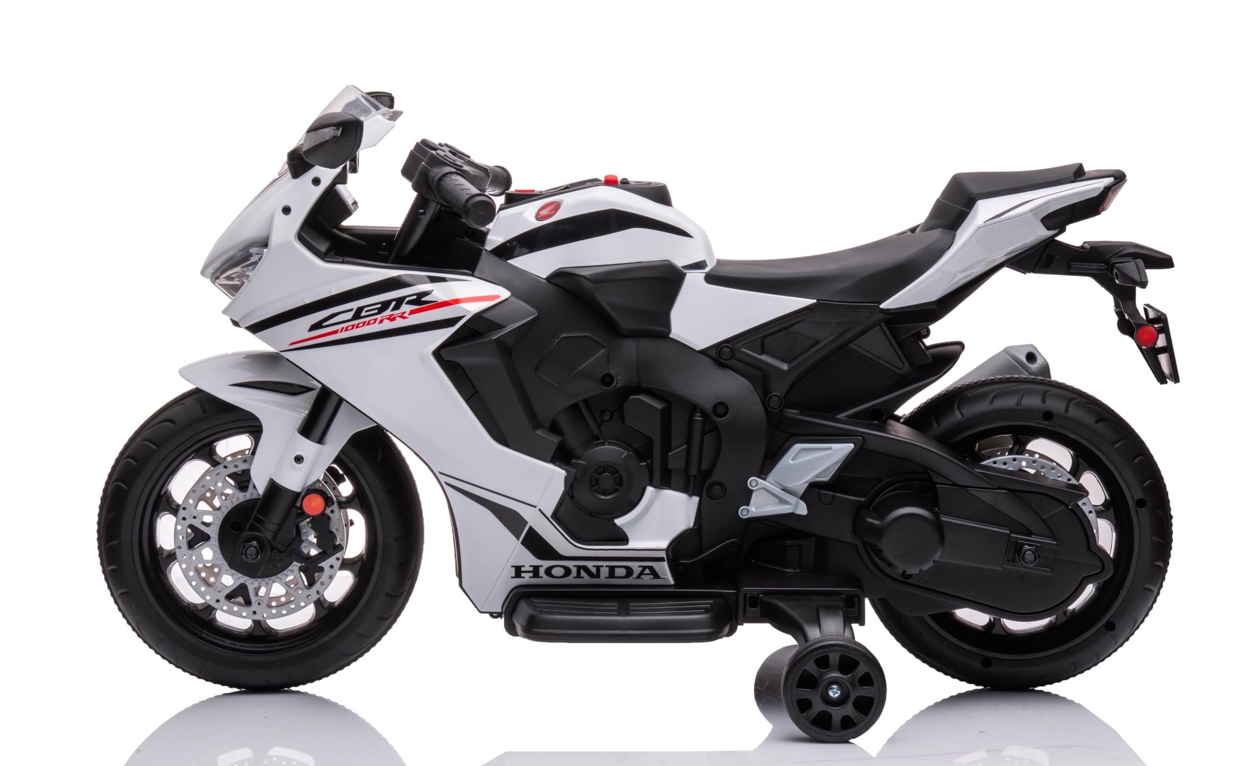 Moto elettrica per bambini Honda CBR 1000 12V di Mondial Toys - Motocicletta elettrica con accelleratore a pedale con Luci a LED e Suoni integrati (Bianco)