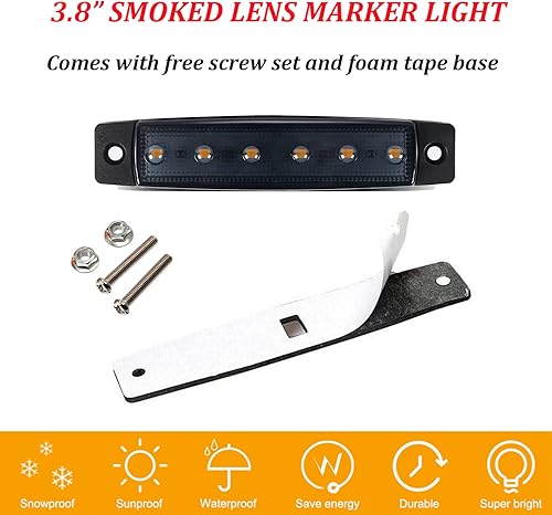 Miniatura 4 de Paquete de 10 luces LED de 3.8" azules ahumadas de 12 V para remolque, luz de señal indicadora de luz de barra de 6 LED para remolque, luz de señal