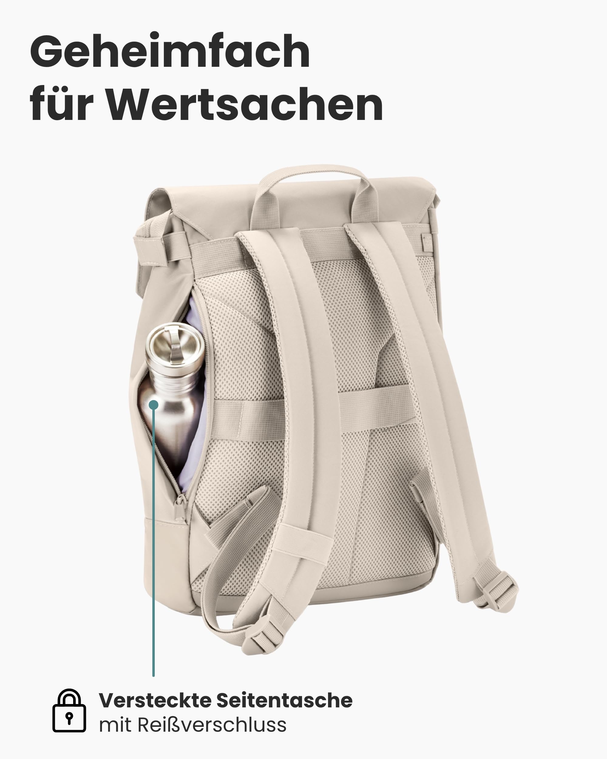 LARKSON Rucksack Damen Beige - 16 Zoll Laptopfach - Wasserabweisend