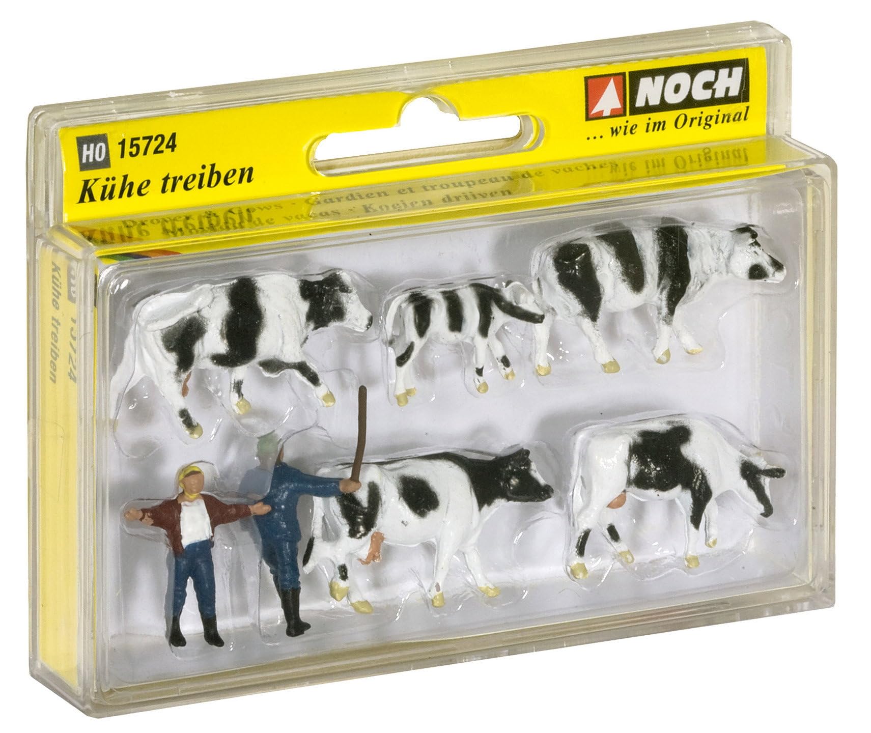 Noch - 15724 - Modélisme Ferroviaire - Gardien Et Troupeau De Vaches - 2 Figurines + 5 Vaches
