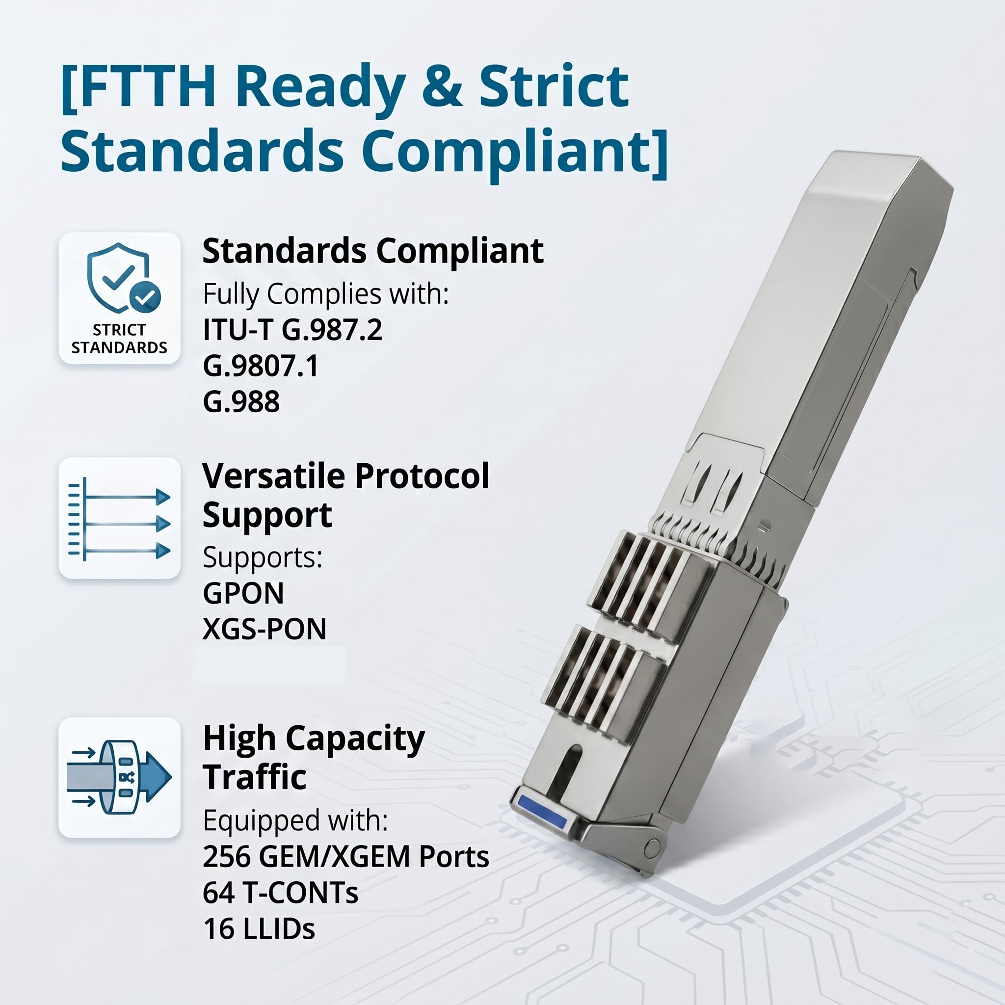 XGSPON ONU Stick SFP+ Transceiver, 10G symmetrisches Glasfaser-Gateway-Modul, langlebige Metallhalterung, Version 8311, kompatibel mit Huawei/ZTE/Ubiquiti/Mikrotik (SC/APC)